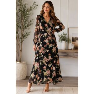 black dress for fall wedding guest Elegant V Neck Chiffon A Line Pant Size:28 GL-11.19.25 Please note that a WEST K Women's Jenesis